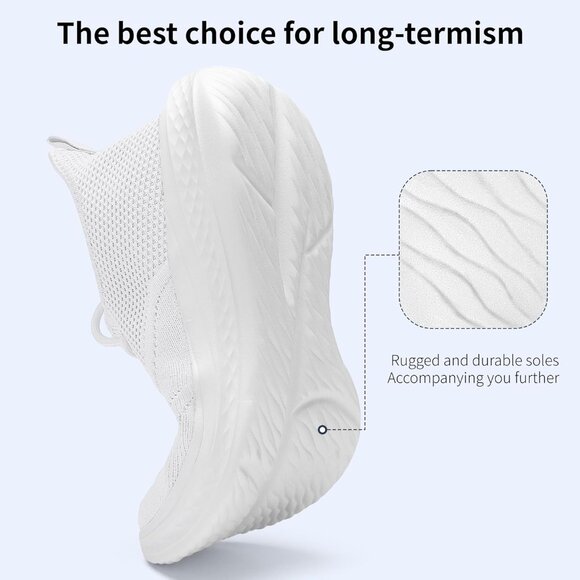 ⚡Men White Fashion Mesh Non Slip Lightweight Workout Breathable Gym Sneakers - Picture 5 of 6